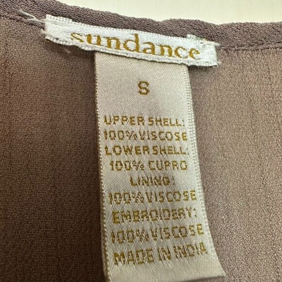 Sundance Embroidered Angelica Dress Shift Knee-length Women's S Taupe Festive - Picture 4 of 5